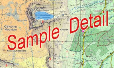 Sample detail from the Comeragh 1:25,000 scale map published by EastWest Mapping.
