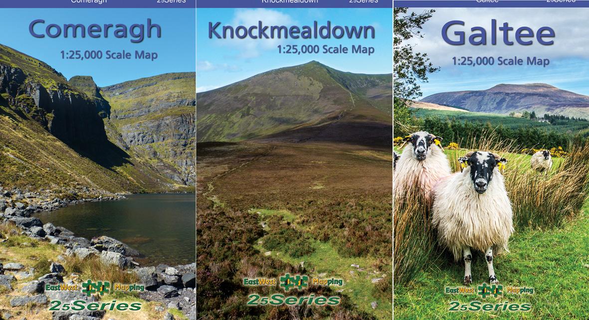A set of three South East maps published by EastWest Mapping including the Comeragh, Knockmealdown and Galtee Mountains.