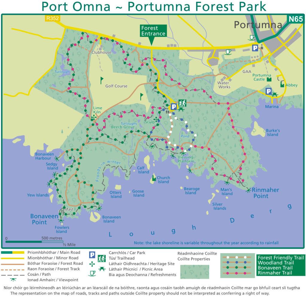 A map of Portumna Park created by EastWest Mapping for Coillte