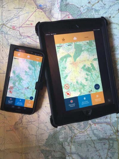 The Galtee Comeragh map by the EastWest Maps app for iOS on a IPAD and Android on a Huawei phone