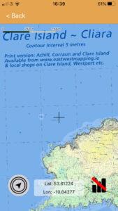 The EastWest Maps app with Clare Island digital map