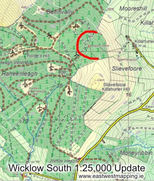 A map of Raheenleagh in South Wicklow